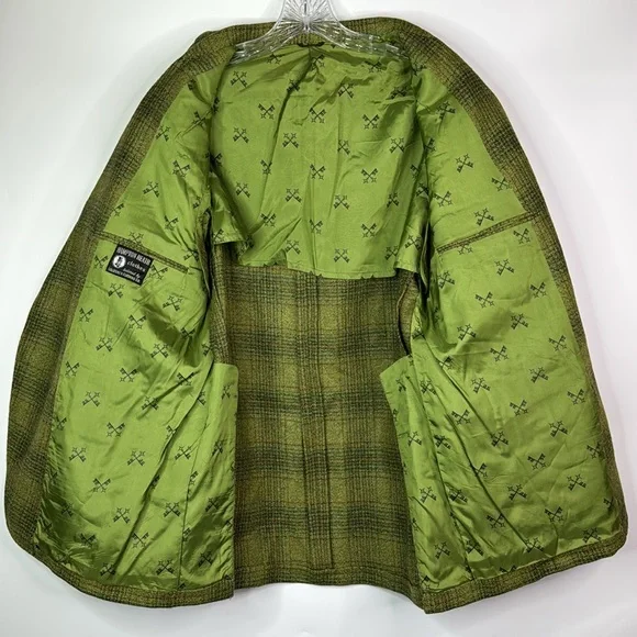 Vintage Hampton Heath Green Wool Plaid Blazer Jacket Size 44